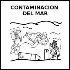 CONTAMINACIÓN DEL MAR - Pictograma (blanco y negro)
