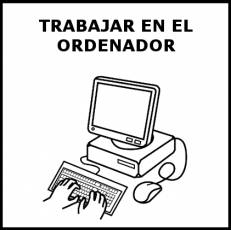 TRABAJAR EN EL ORDENADOR - Pictograma (blanco y negro)