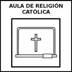 AULA DE RELIGIÓN CATÓLICA - Pictograma (blanco y negro)
