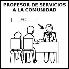 PROFESOR DE SERVICIOS A LA COMUNIDAD - Pictograma (blanco y negro)