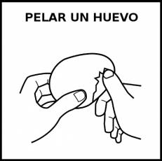 PELAR UN HUEVO - Pictograma (blanco y negro)