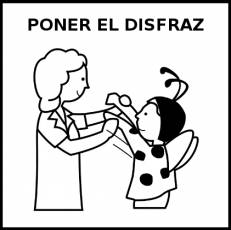 PONER EL DISFRAZ - Pictograma (blanco y negro)