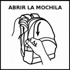 ABRIR LA MOCHILA - Pictograma (blanco y negro)
