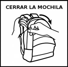 CERRAR LA MOCHILA - Pictograma (blanco y negro)