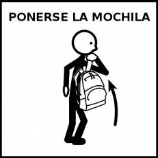 PONERSE LA MOCHILA - Pictograma (blanco y negro)