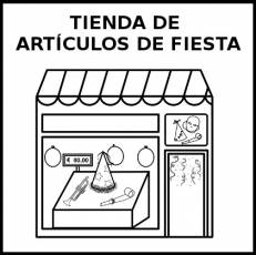 TIENDA DE ARTÍCULOS DE FIESTA - Pictograma (blanco y negro)