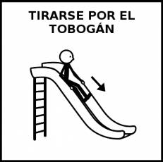 TIRARSE POR EL TOBOGÁN - Pictograma (blanco y negro)