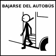 BAJARSE DEL AUTOBÚS - Pictograma (blanco y negro)