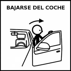 BAJARSE DEL COCHE - Pictograma (blanco y negro)