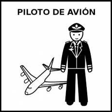 PILOTO DE AVIÓN (HOMBRE) - Pictograma (blanco y negro)