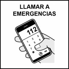 LLAMAR A EMERGENCIAS - Pictograma (blanco y negro)