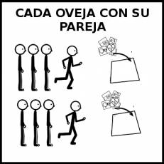 CADA OVEJA CON SU PAREJA (JUEGO) - Pictograma (blanco y negro)