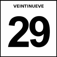VEINTINUEVE - Pictograma (blanco y negro)