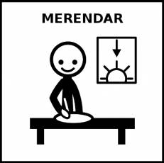 MERENDAR (FEMENINO) - Pictograma (blanco y negro)
