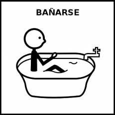 BAÑARSE (FEMENINO) - Pictograma (blanco y negro)