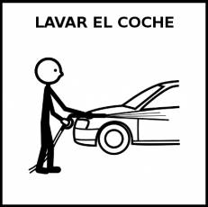 LAVAR EL COCHE (A MANO) - Pictograma (blanco y negro)