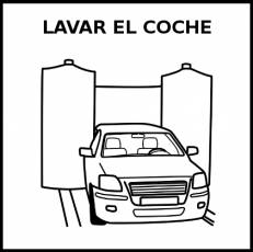 LAVAR EL COCHE (A MÁQUINA) - Pictograma (blanco y negro)