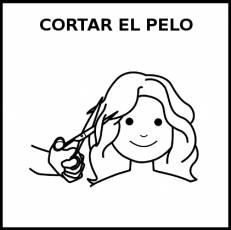 CORTAR EL PELO (FEMENINO) - Pictograma (blanco y negro)