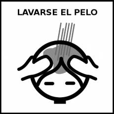 LAVARSE EL PELO (MASCULINO) - Pictograma (blanco y negro)