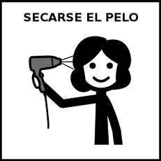 SECARSE EL PELO (FEMENINO) - Pictograma (blanco y negro)