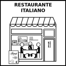 RESTAURANTE ITALIANO - Pictograma (blanco y negro)