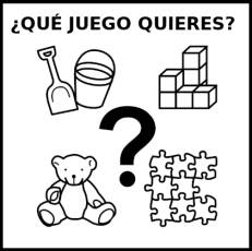 ¿QUÉ JUEGO QUIERES? - Pictograma (blanco y negro)
